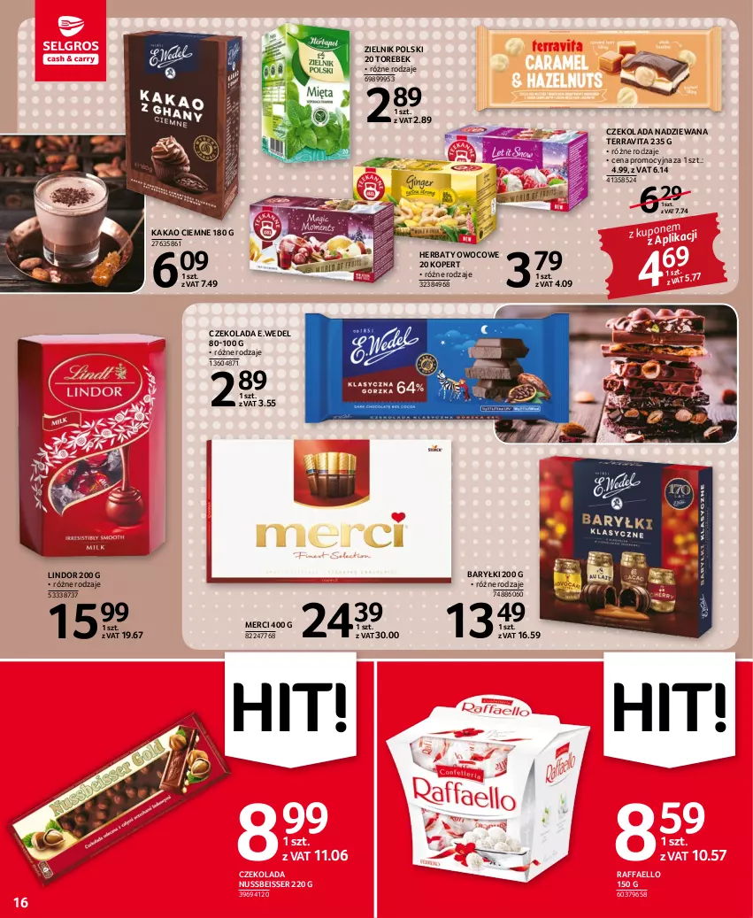 Gazetka promocyjna Selgros - Oferta spożywcza - ważna 03.11 do 16.11.2022 - strona 16 - produkty: Baryłki, Czekolada, Czekolada nadziewana, Fa, Kakao, Lindor, Merci, Raffaello, Ser