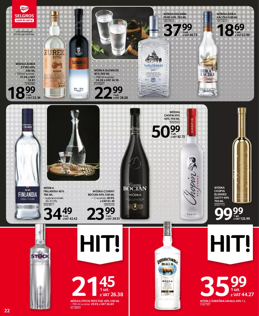 Gazetka promocyjna Selgros - Oferta spożywcza - ważna 03.11 do 16.11.2022 - strona 22 - produkty: Finlandia, Kaczka, Pur, Stock, Wódka