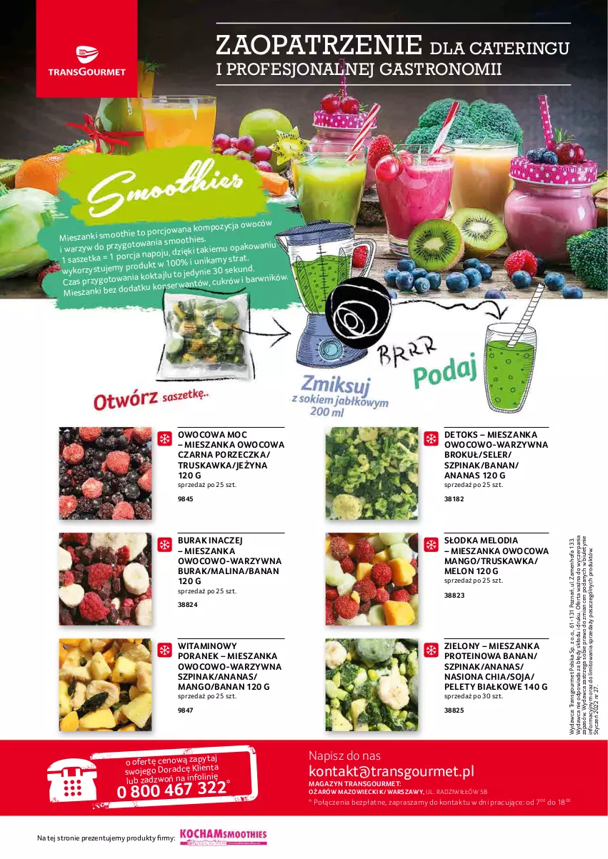 Gazetka promocyjna Selgros - Oferta gastronomiczna - ważna 27.12.2021 do 06.01.2022 - strona 20 - produkty: Ananas, Chia, Fa, Mango, Melon, O nas, Por, Ser, Szpinak, Tran