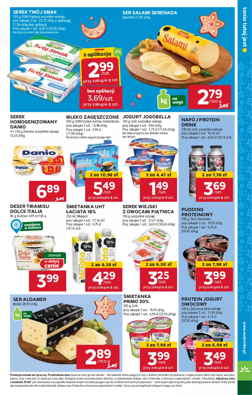 Gazetka promocyjna Stokrotka - Market Opole/Radom - ważna 14.11 do 20.11.2024 - strona 11 - produkty: Bell, Bella, Danio, Deser, HP, Jogobella, Jogurt, Jogurt owocowy, Mleko, Mleko zagęszczone, Napój, Piątnica, Pudding, Salami, Ser, Ser salami, Serek, Serek homogenizowany, Serek wiejski, Twój Smak, Zott