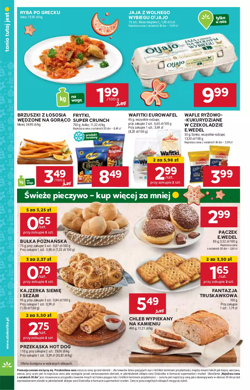 Gazetka promocyjna Stokrotka - Market Opole/Radom - ważna 14.11 do 20.11.2024 - strona 14 - produkty: Brzuszki z łososia, Bułka, Chleb, Fa, Fanta, Frytki, Hot dog, HP, Jaja, Jaja z wolnego wybiegu, Kajzerka, Pączek, Piec, Pieczywo, Ryba, Ryba po grecku, Ryż, Sezam, Sos, Wafle