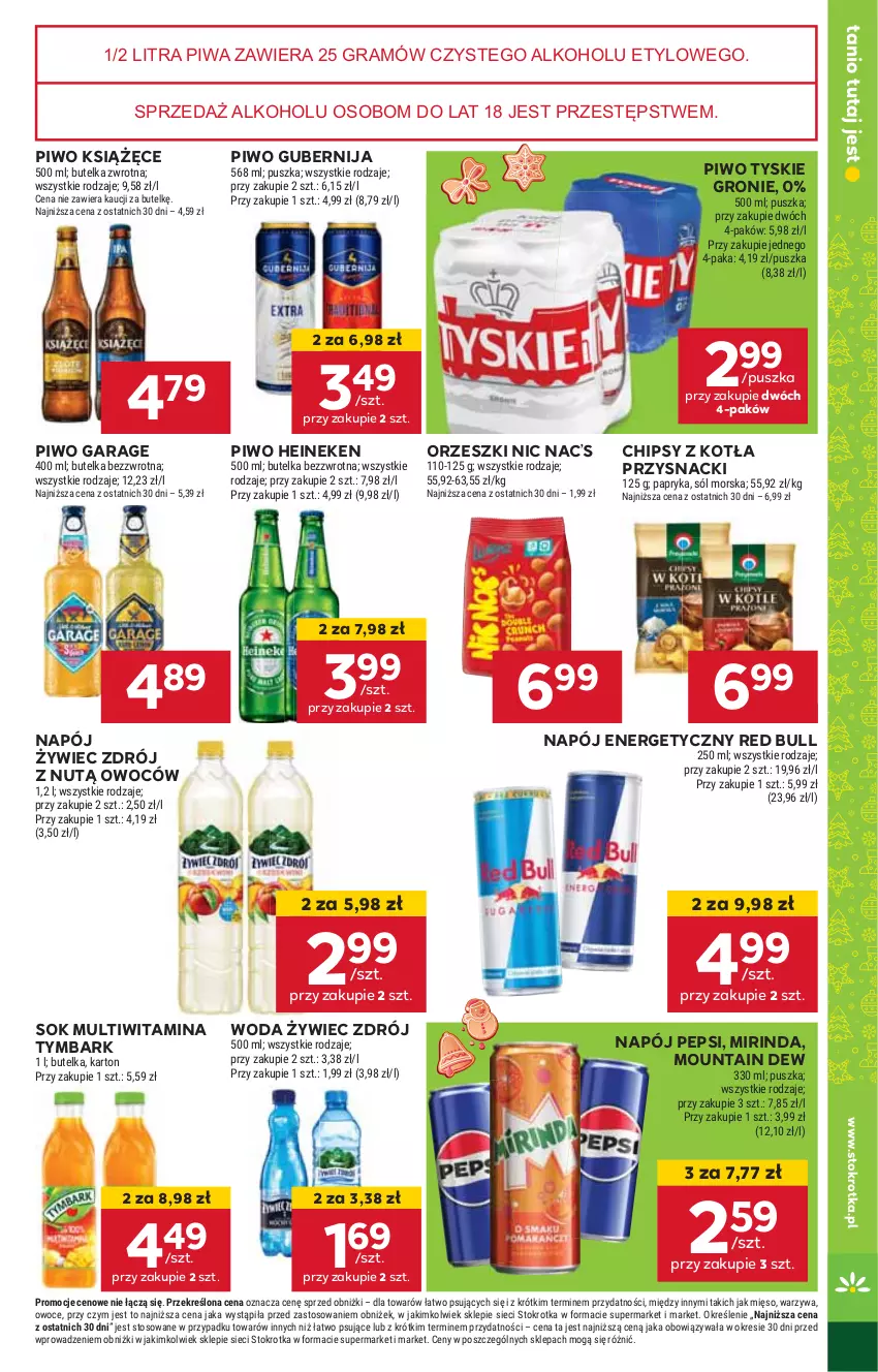 Gazetka promocyjna Stokrotka - Market Opole/Radom - ważna 14.11 do 20.11.2024 - strona 17 - produkty: Chipsy, Gra, Heineken, HP, Książęce, Mirinda, Napój, Napój energetyczny, Orzeszki, Pepsi, Piwa, Piwo, Przysnacki, Red Bull, Sok, Tymbark, Tyskie, Woda