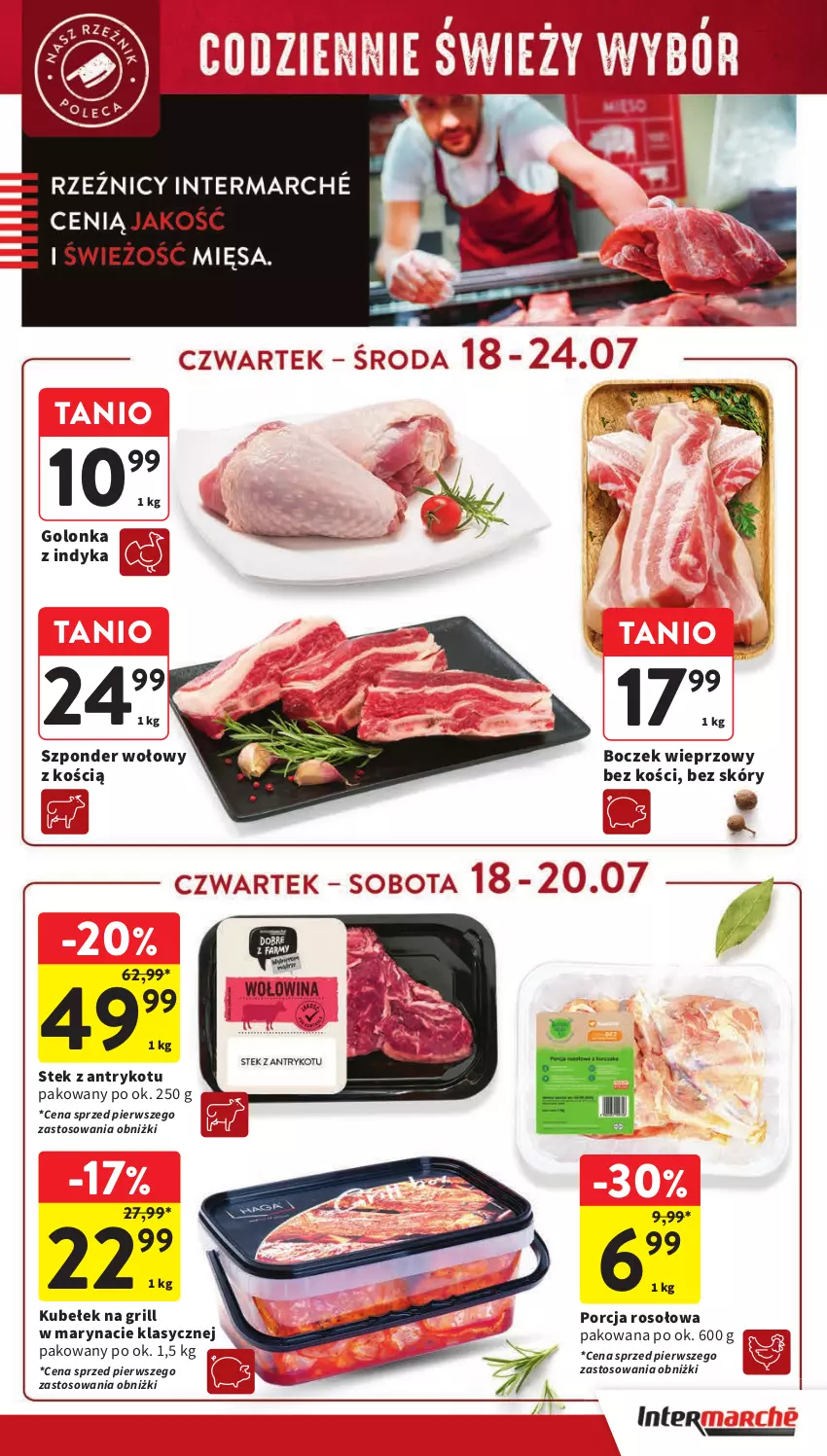 Gazetka promocyjna Intermarche - Gazetka Intermarche - ważna 18.07 do 24.07.2024 - strona 11 - produkty: Boczek, Boczek wieprzowy, Golonka z indyka, Grill, Por, Stek, Szponder wołowy