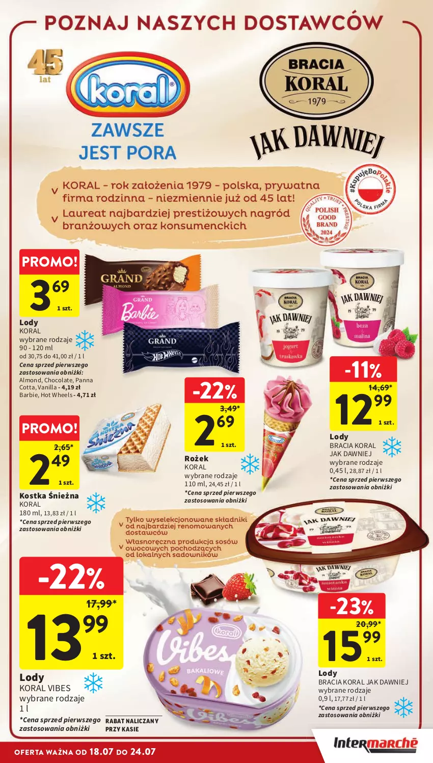 Gazetka promocyjna Intermarche - Gazetka Intermarche - ważna 18.07 do 24.07.2024 - strona 21 - produkty: Barbie, Hot Wheels, Lody, Panna cotta