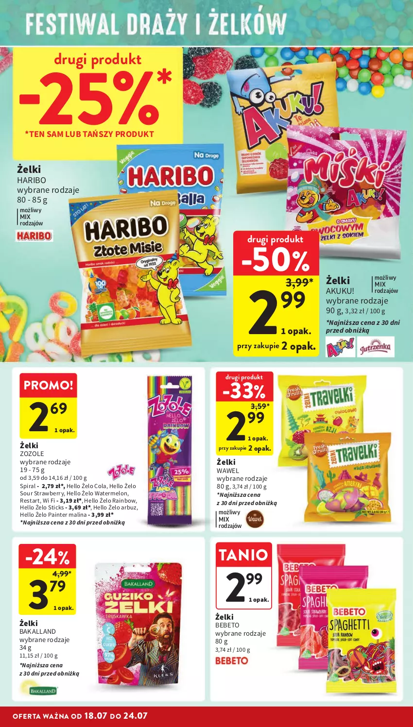 Gazetka promocyjna Intermarche - Gazetka Intermarche - ważna 18.07 do 24.07.2024 - strona 24 - produkty: Arbuz, Bakalland, Haribo, Melon, Wawel