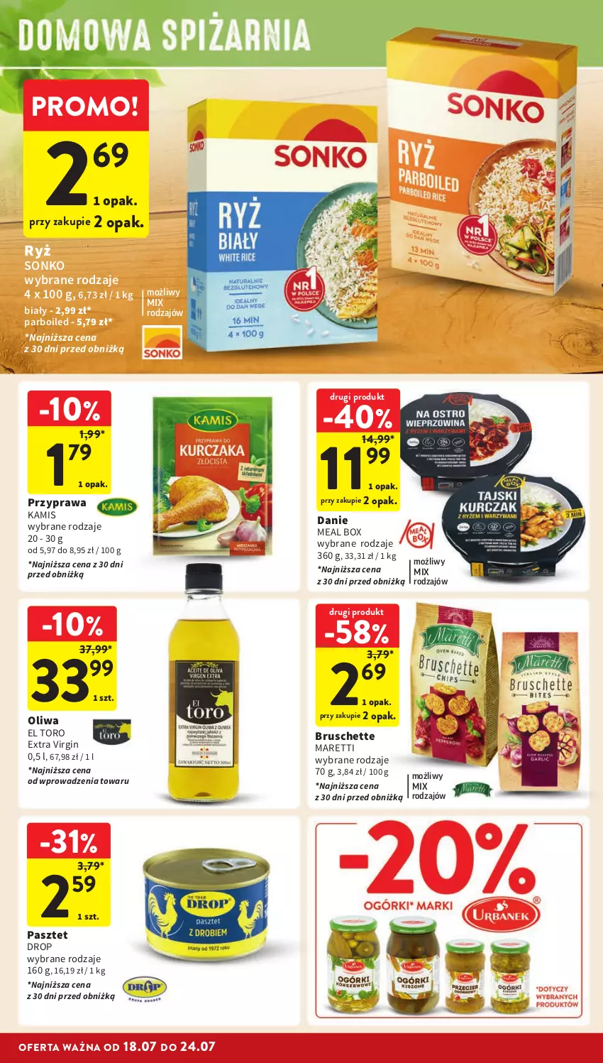 Gazetka promocyjna Intermarche - Gazetka Intermarche - ważna 18.07 do 24.07.2024 - strona 26 - produkty: Bruschette, Gin, Kamis, Pasztet, Ryż, Sonko