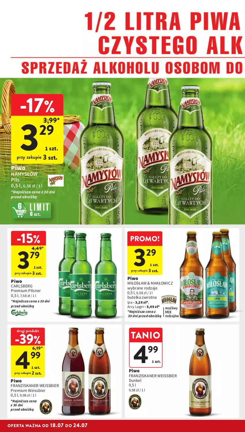 Gazetka promocyjna Intermarche - Gazetka Intermarche - ważna 18.07 do 24.07.2024 - strona 28 - produkty: Carlsberg, Namysłów, Piwa, Piwo, Skaner