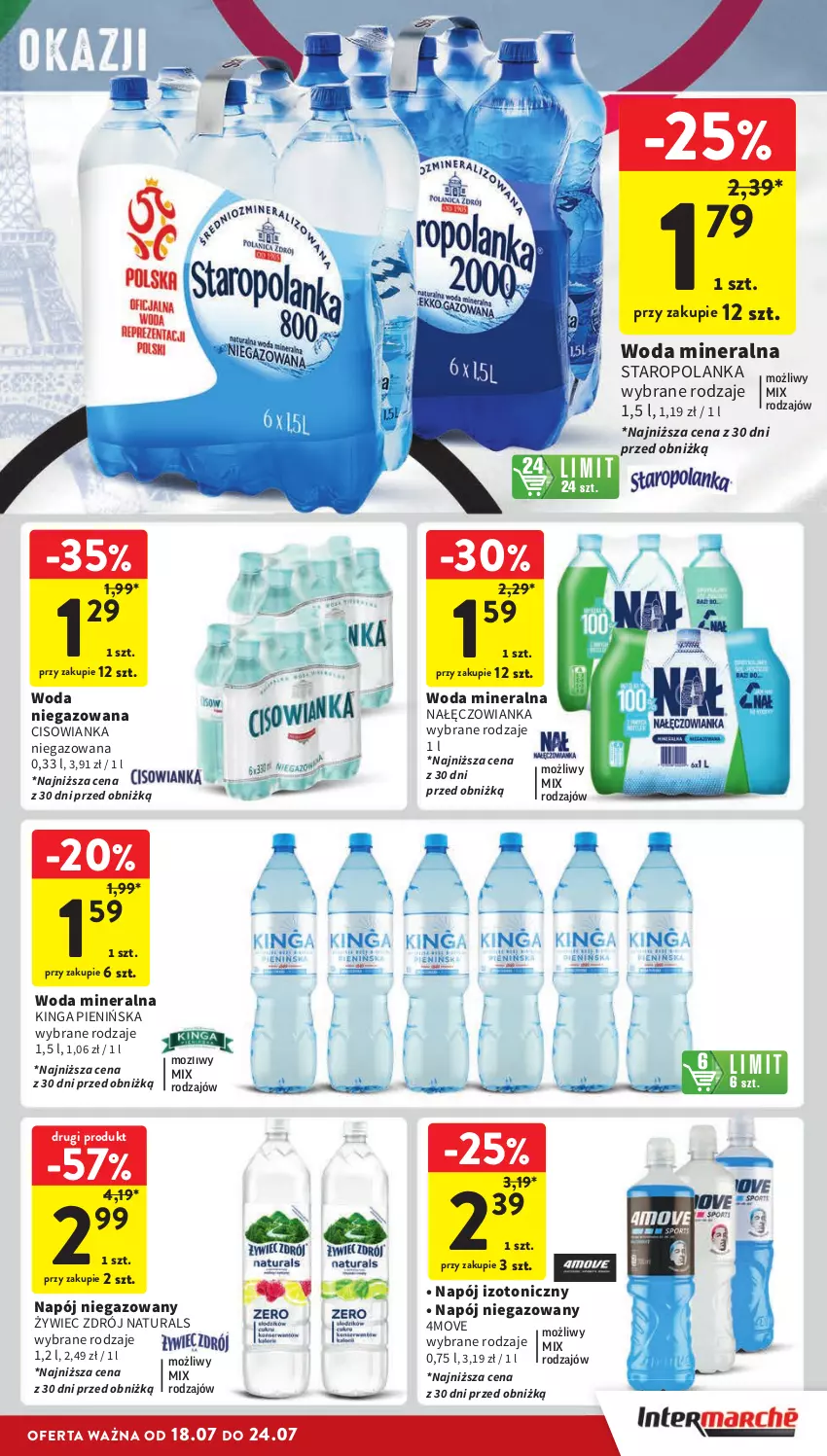 Gazetka promocyjna Intermarche - Gazetka Intermarche - ważna 18.07 do 24.07.2024 - strona 31 - produkty: Cisowianka, Nałęczowianka, Napój, Napój izotoniczny, Napój niegazowany, Staropolanka, Woda, Woda mineralna, Woda niegazowana