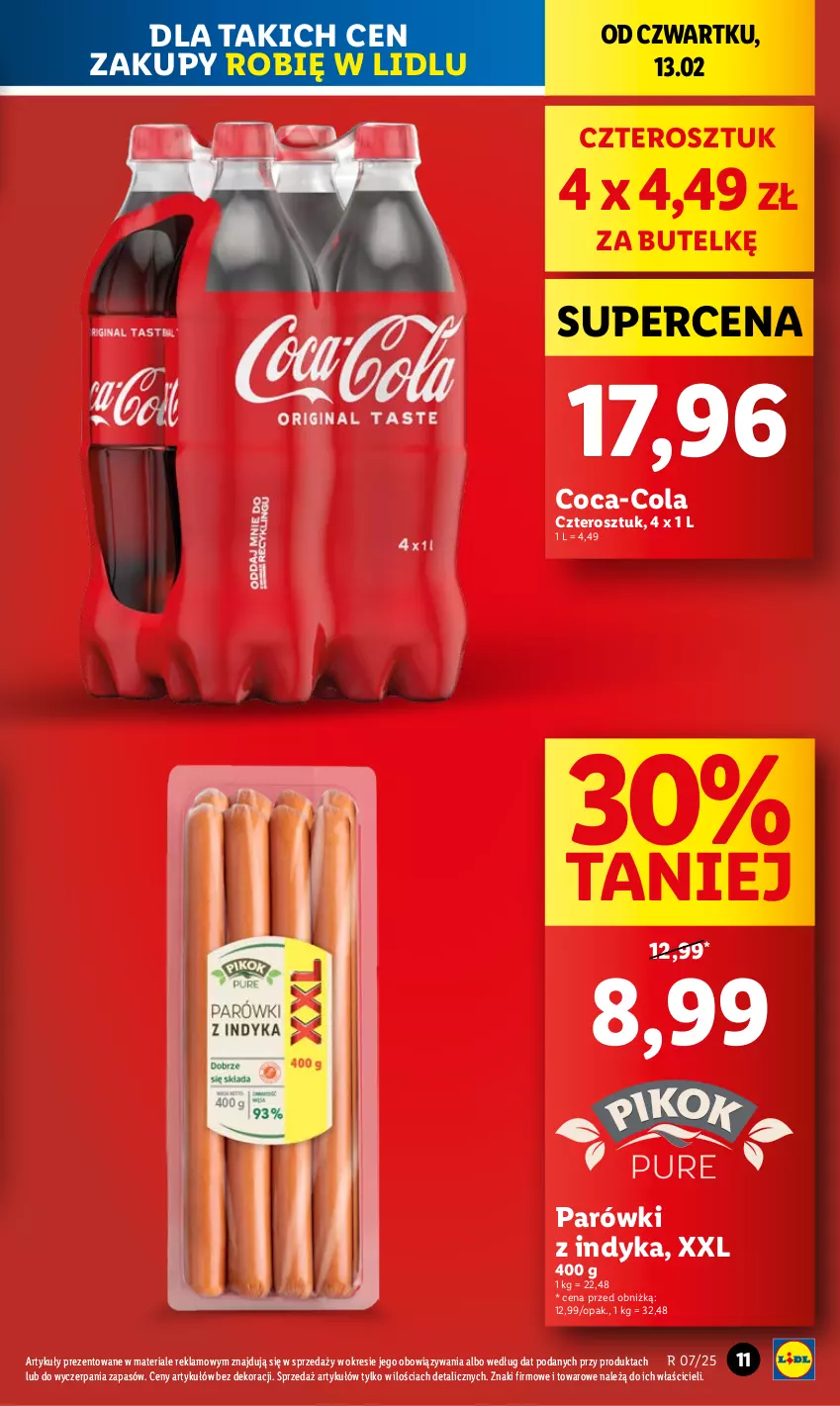 Gazetka promocyjna Lidl - GAZETKA - ważna 13.02 do 15.02.2025 - strona 13 - produkty: Coca-Cola, Parówki, Parówki z indyka