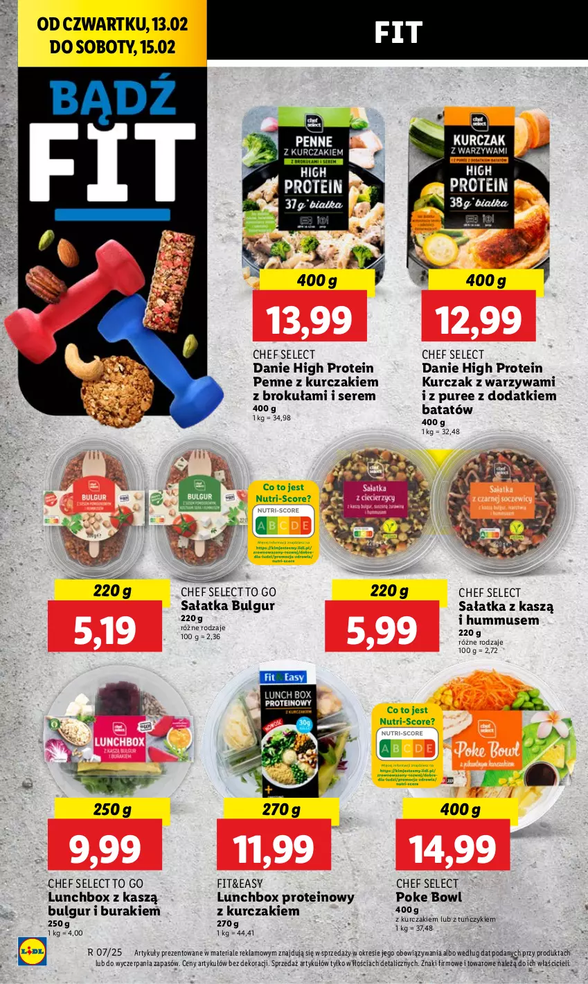 Gazetka promocyjna Lidl - GAZETKA - ważna 13.02 do 15.02.2025 - strona 38 - produkty: Bulgur, Buraki, Hummus, Kurczak, LG, Mus, Penne, Pur, Sałat, Sałatka, Ser, Tuńczyk, Warzywa