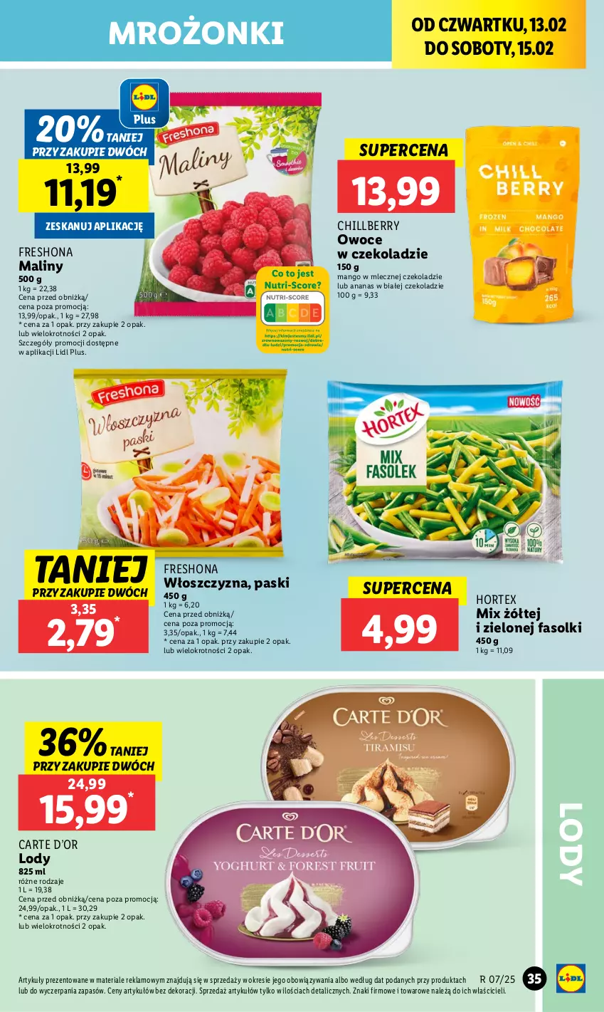 Gazetka promocyjna Lidl - GAZETKA - ważna 13.02 do 15.02.2025 - strona 41 - produkty: Ananas, Fa, Hortex, Lody, Maliny, Mango, Owoce