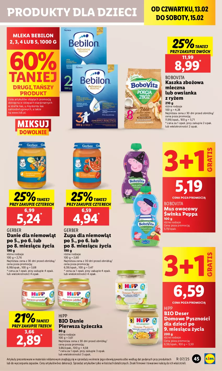 Gazetka promocyjna Lidl - GAZETKA - ważna 13.02 do 15.02.2025 - strona 51 - produkty: BEBILON, BoboVita, Deser, Dzieci, Gerber, Gra, HiPP, Hipp Bio, Inka, Mus, Owsianka, Ryż, Ser, Zupa