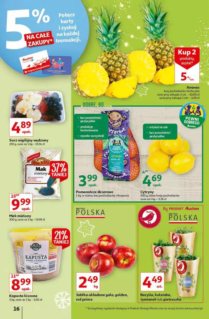 Gazetka promocyjna Auchan - Magia stołu wigilijnego Hipermarkety - ważna 16.12 do 24.12.2021 - strona 16 - produkty: Cytryny, Deser, Fa, Gala, Kolendra, Mak mielony, Pietruszka, Pomarańcze, Ser