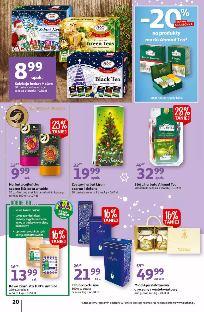 Gazetka promocyjna Auchan - Magia stołu wigilijnego Hipermarkety - ważna 16.12 do 24.12.2021 - strona 20 - produkty: BIC, Fa, Gra, Gry, Herbata, Kawa, Kawa ziarnista, Lack, Miód, Nektar, Róża, Tchibo