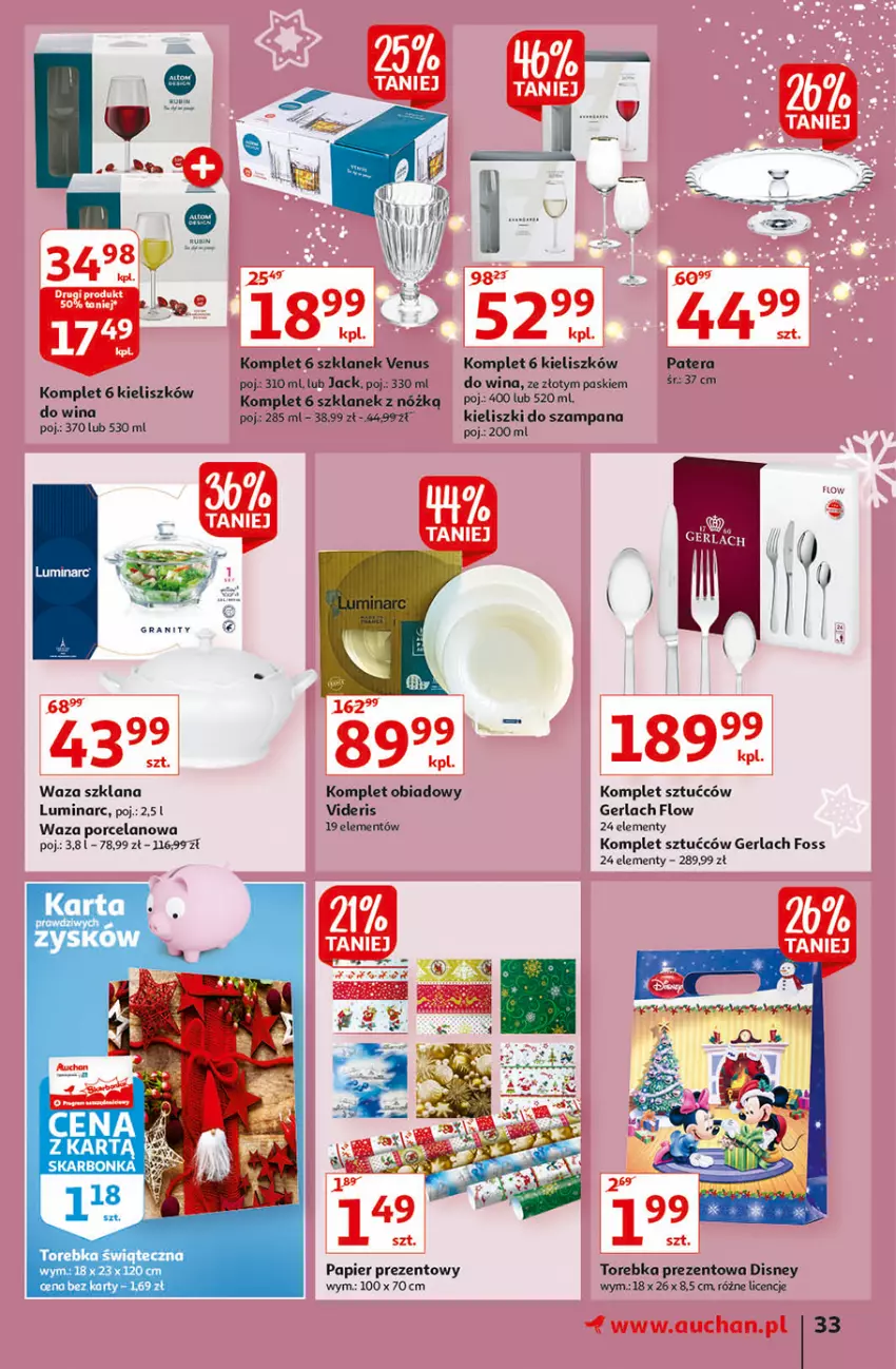 Gazetka promocyjna Auchan - Magia stołu wigilijnego Hipermarkety - ważna 16.12 do 24.12.2021 - strona 33 - produkty: Disney, Gra, Komplet obiadowy, LANA, Papier, Por, Tera, Torebka, Venus