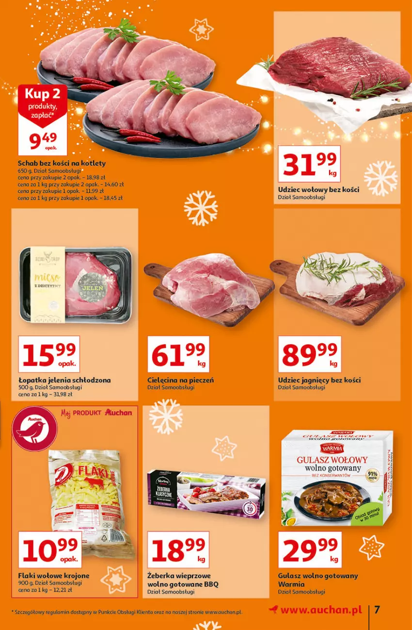 Gazetka promocyjna Auchan - Magia stołu wigilijnego Hipermarkety - ważna 16.12 do 24.12.2021 - strona 7 - produkty: Fa, Flaki, Flaki wołowe, Kotlet, Piec, Schab bez kości, Udziec wołowy