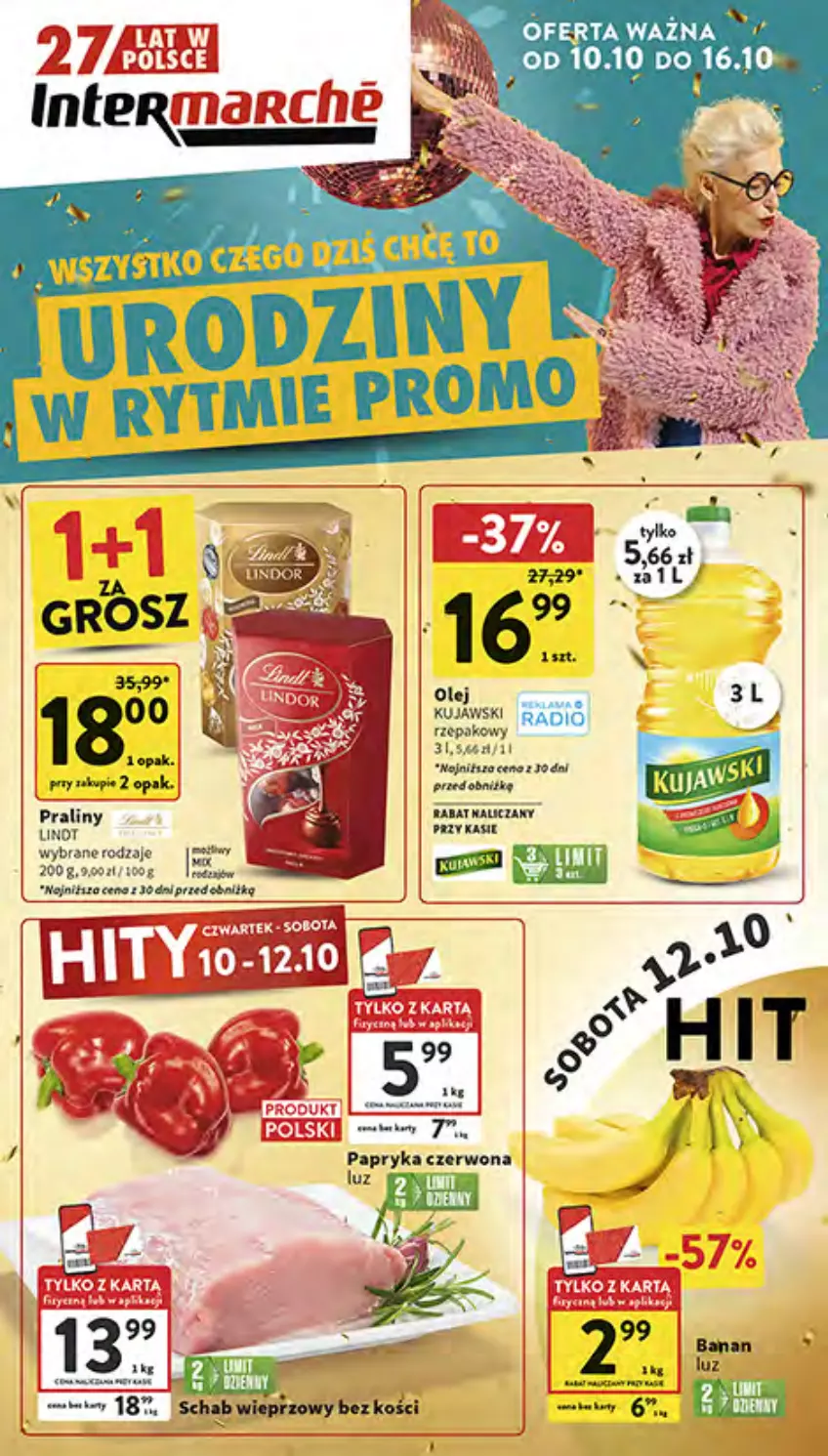 Gazetka promocyjna Intermarche - Gazetka Intermarche - ważna 10.10 do 16.10.2024 - strona 1 - produkty: Kujawski, Olej, Praliny, Schab wieprzowy