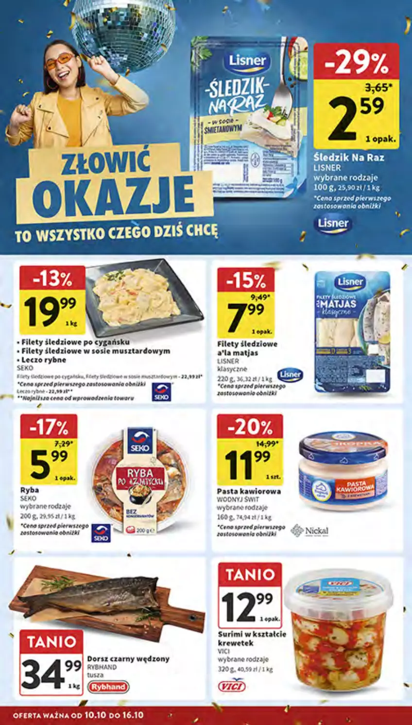 Gazetka promocyjna Intermarche - Gazetka Intermarche - ważna 10.10 do 16.10.2024 - strona 18 - produkty: Dorsz, Kawior, Lisner, Mus, Ryba, SEKO, Sos, Surimi, Tusz