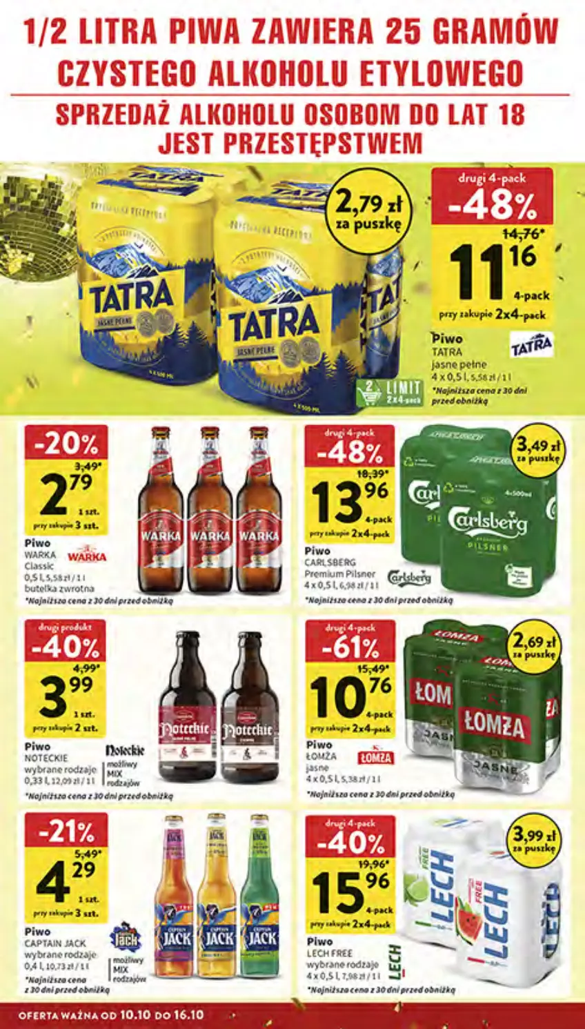 Gazetka promocyjna Intermarche - Gazetka Intermarche - ważna 10.10 do 16.10.2024 - strona 32 - produkty: Captain Jack, Carlsberg, Piwo, Por, Tatra, Warka