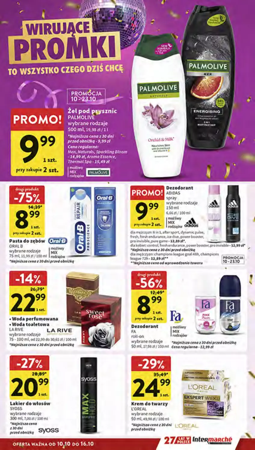 Gazetka promocyjna Intermarche - Gazetka Intermarche - ważna 10.10 do 16.10.2024 - strona 33 - produkty: Booster, Dezodorant, Fa, Krem do twarzy, La Rive, Lakier, Lakier do włosów, Pasta do zębów, Perfum, Por, Ser, Sport, Woda, Woda perfumowana, Woda toaletowa