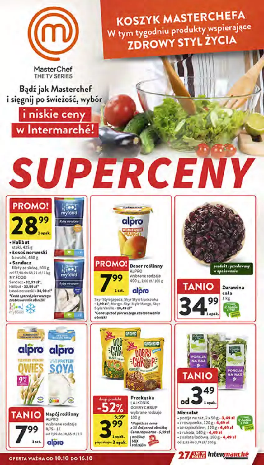 Gazetka promocyjna Intermarche - Gazetka Intermarche - ważna 10.10 do 16.10.2024 - strona 43 - produkty: Alpro, Kawa, Mango, Napój, Napój roślinny, Por, Roszponka, Rukola, Sałat, Sandacz, Ser, Szpinak