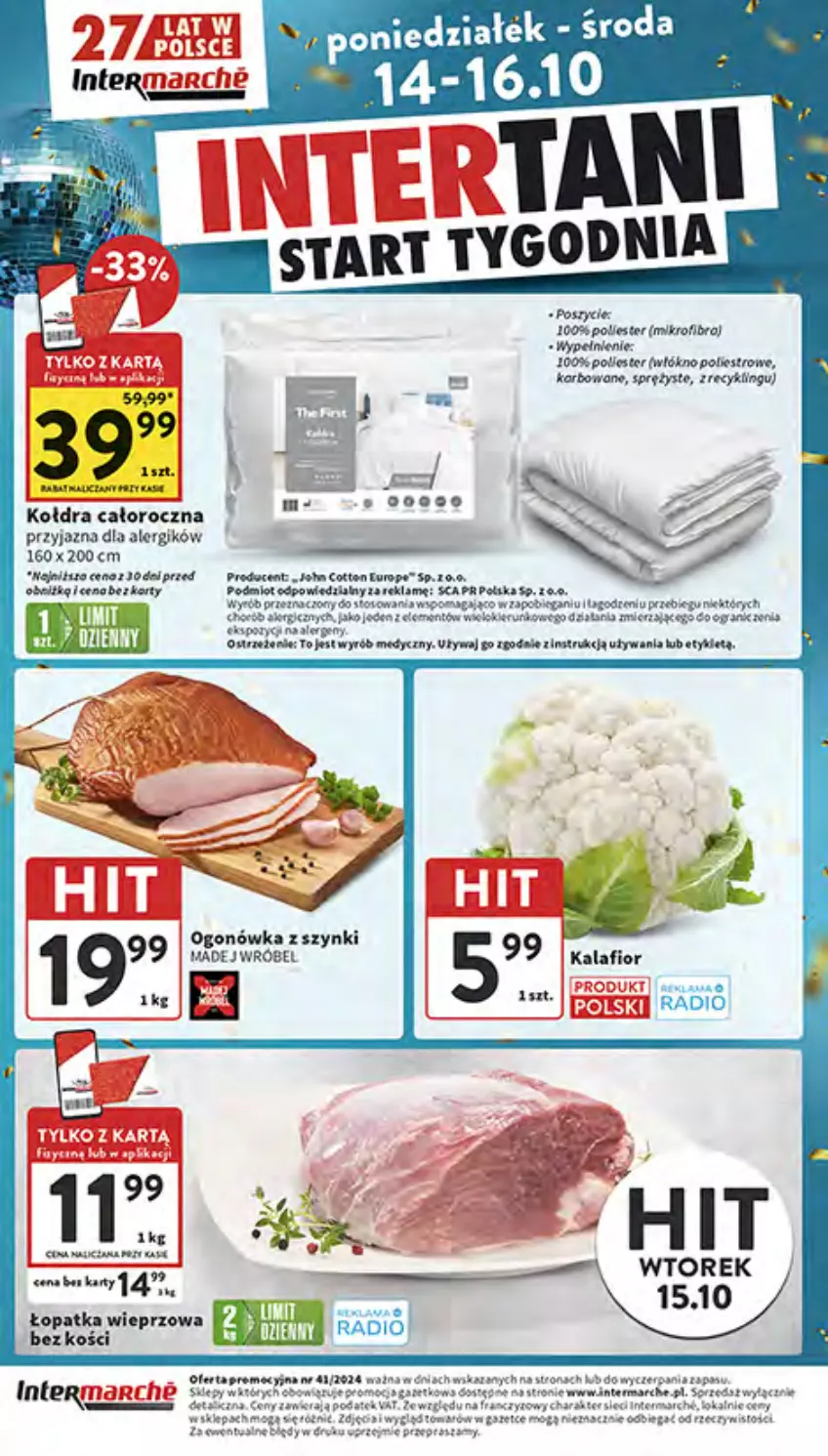 Gazetka promocyjna Intermarche - Gazetka Intermarche - ważna 10.10 do 16.10.2024 - strona 48 - produkty: Kalafior, Kołdra, Madej Wróbel, Ogonówka, Rama