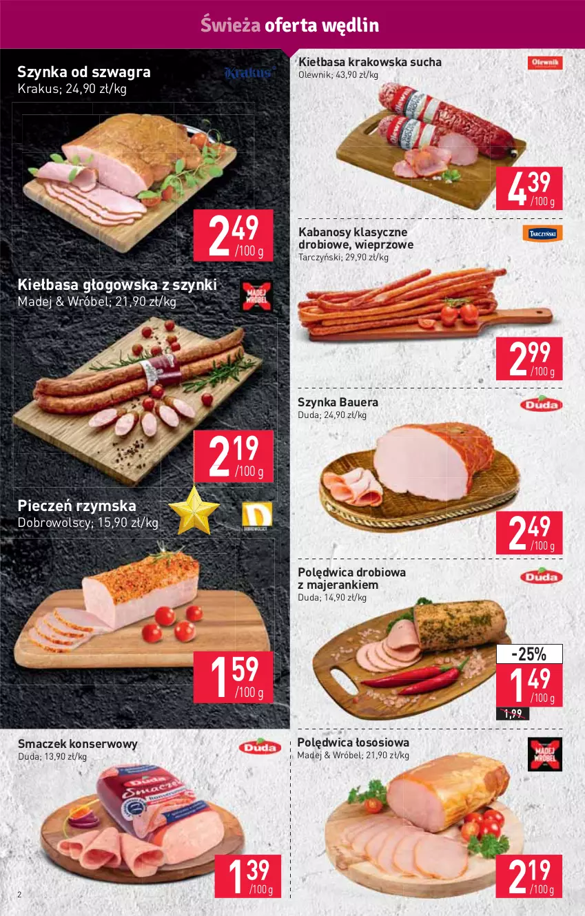 Gazetka promocyjna Stokrotka - Market - ważna 22.12 do 28.12.2021 - strona 2 - produkty: Duda, Gra, HP, Kabanos, Kiełbasa, Kiełbasa głogowska, Kiełbasa krakowska, Krakus, Olewnik, Piec, Pieczeń rzymska, Polędwica, Ser, Sos, Szynka, Tarczyński