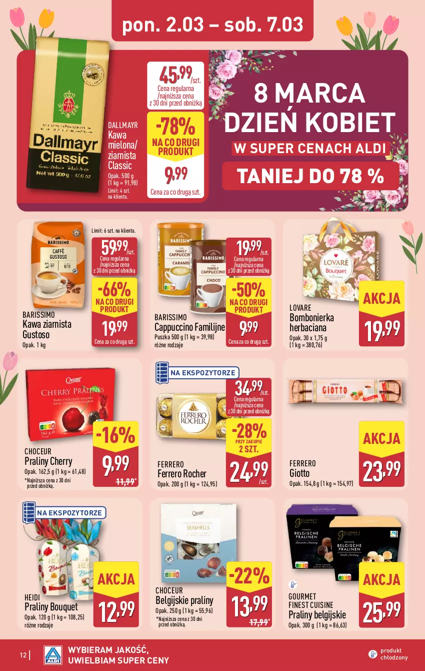 Gazetka promocyjna Aldi - Pełna oferta - ważna 02.03 do 07.03.2026 - strona 12 - produkty: Cappuccino, Dallmayr, Fa, Ferrero, Ferrero Rocher, Kawa, Kawa mielona, Kawa ziarnista, LG, Praliny