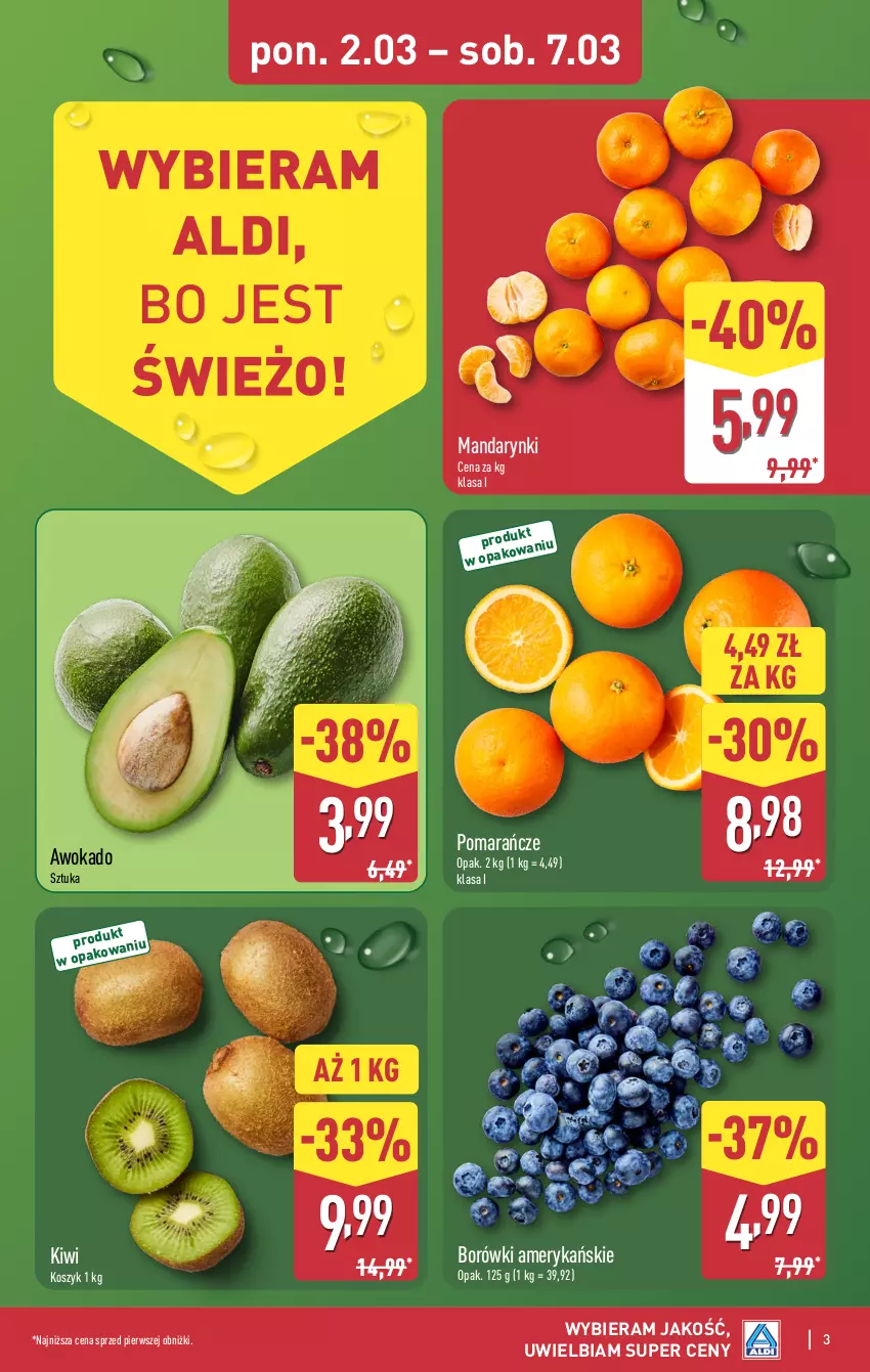 Gazetka promocyjna Aldi - Pełna oferta - ważna 02.03 do 07.03.2026 - strona 3 - produkty: Kiwi, Kosz, Mandarynki, Pomarańcze