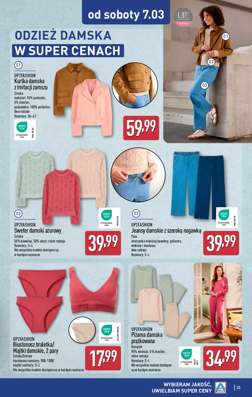 Gazetka promocyjna Aldi - Pełna oferta - ważna 02.03 do 07.03.2026 - strona 35 - produkty: Biustonosz, Fa, Kurtka, Majtki, Piżama, Sweter, Wełna