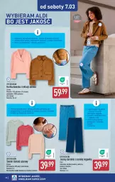 Gazetka promocyjna Aldi - Pełna oferta - Gazetka - ważna od 07.03 do 07.03.2026 - strona 40 - produkty: Sweter, Ubrania, Kurtka, T-shirt, Wełna, Fa