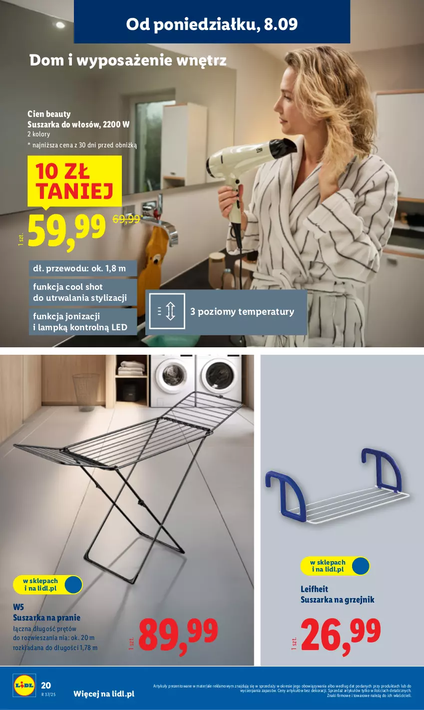 Gazetka promocyjna Lidl - GAZETKA - ważna 08.09 do 13.09.2025 - strona 22 - produkty: Grzejnik, Suszarka, Suszarka na pranie