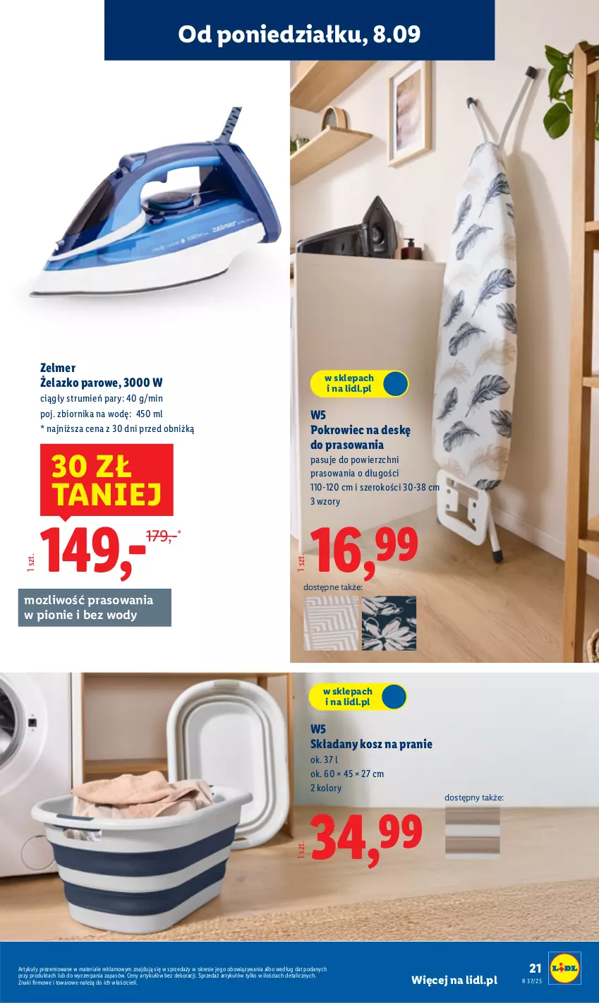 Gazetka promocyjna Lidl - GAZETKA - ważna 08.09 do 13.09.2025 - strona 23 - produkty: Kosz, Pokrowiec, Pokrowiec na deskę, Rum, Zelmer