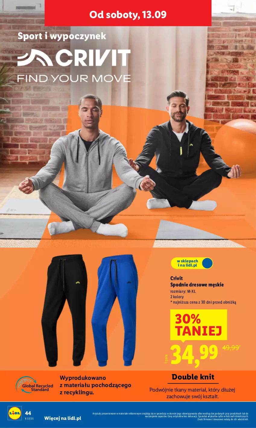 Gazetka promocyjna Lidl - GAZETKA - ważna 08.09 do 13.09.2025 - strona 48 - produkty: Control, Dres, Por, Spodnie, Spodnie dresowe, Sport