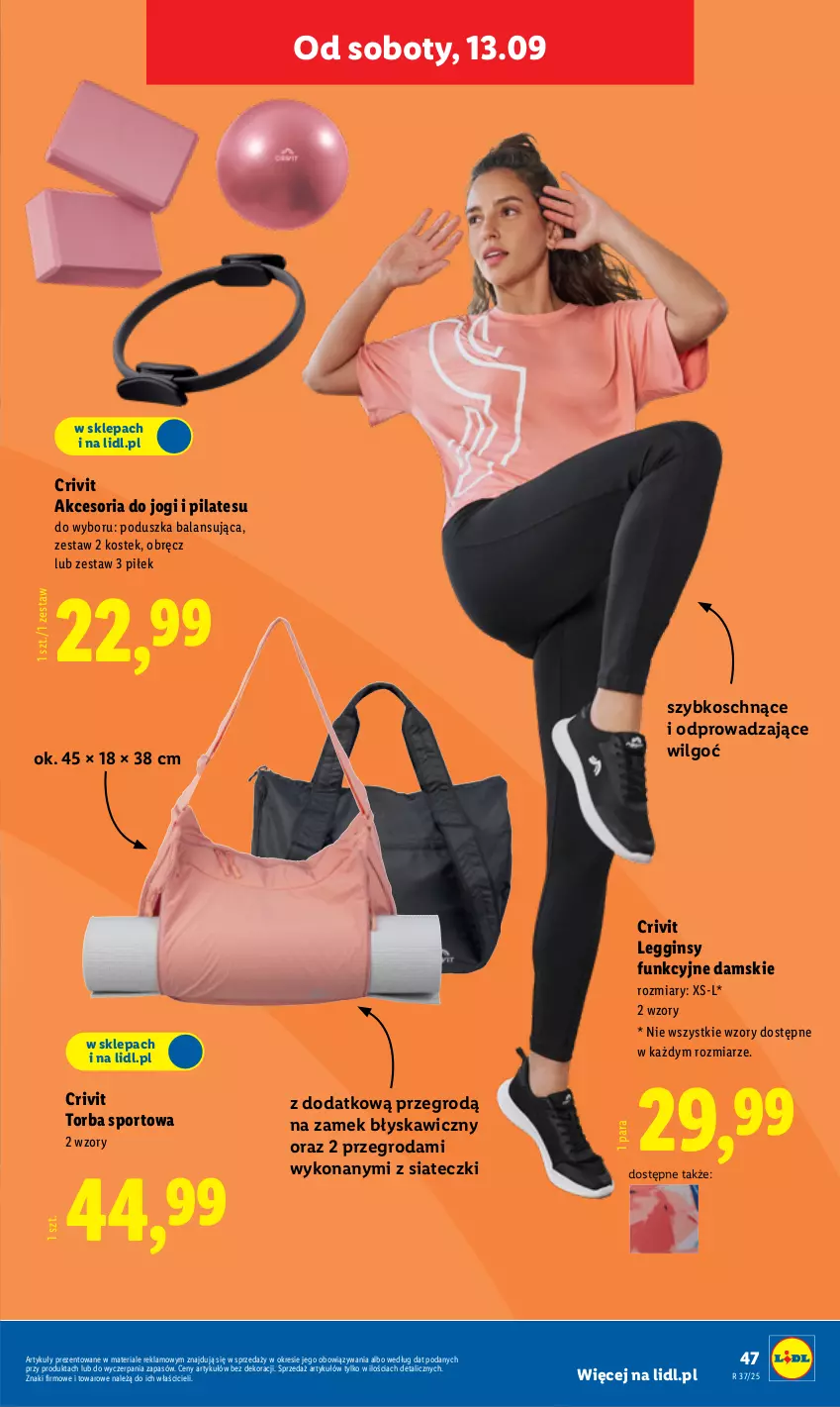 Gazetka promocyjna Lidl - GAZETKA - ważna 08.09 do 13.09.2025 - strona 51 - produkty: Gin, Legginsy, LG, Poduszka, Por, Sport, Stek, Torba