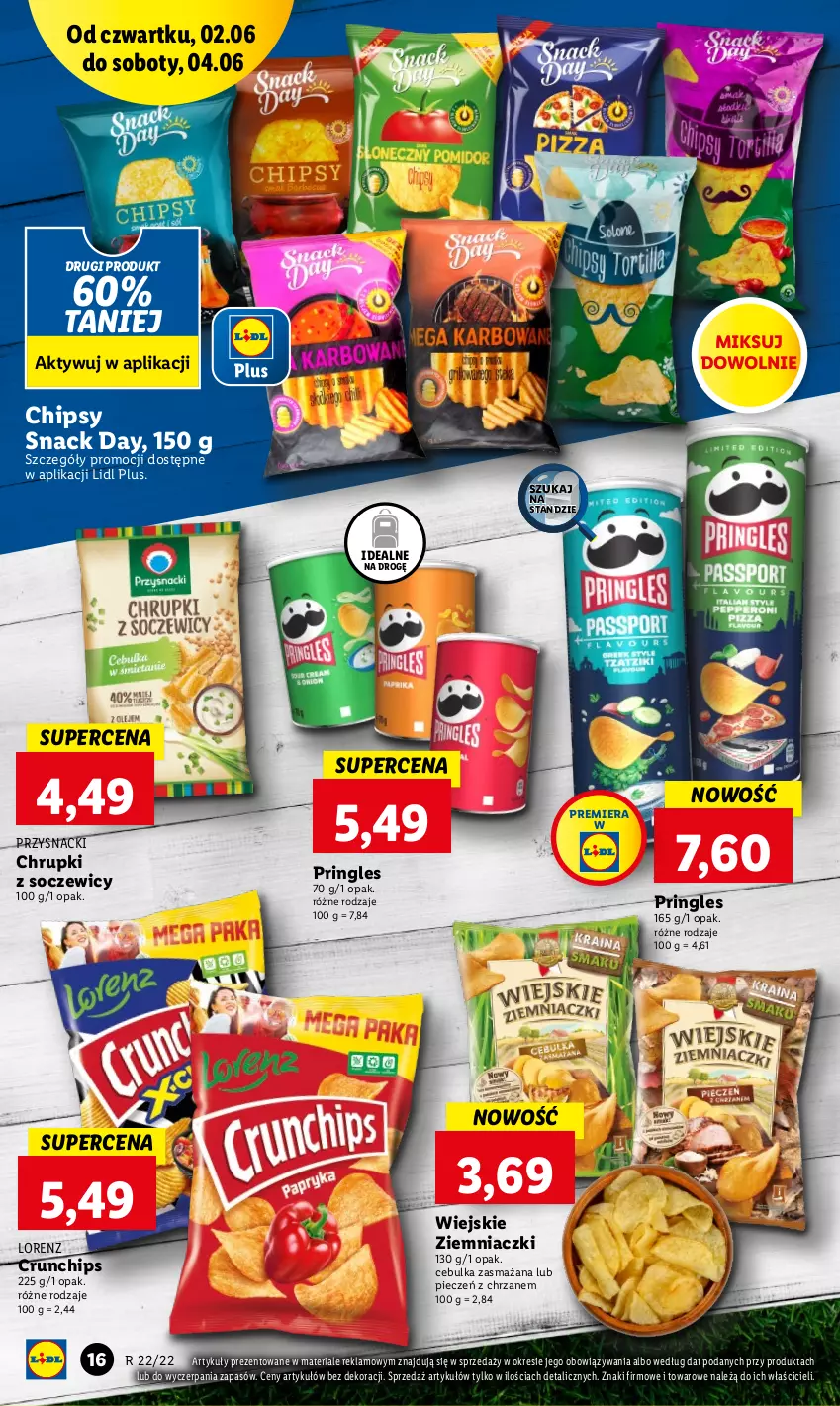 Gazetka promocyjna Lidl - GAZETKA - ważna 02.06 do 04.06.2022 - strona 16 - produkty: Chipsy, Chrupki, Chrzan, Crunchips, Lorenz, Piec, Pringles, Przysnacki