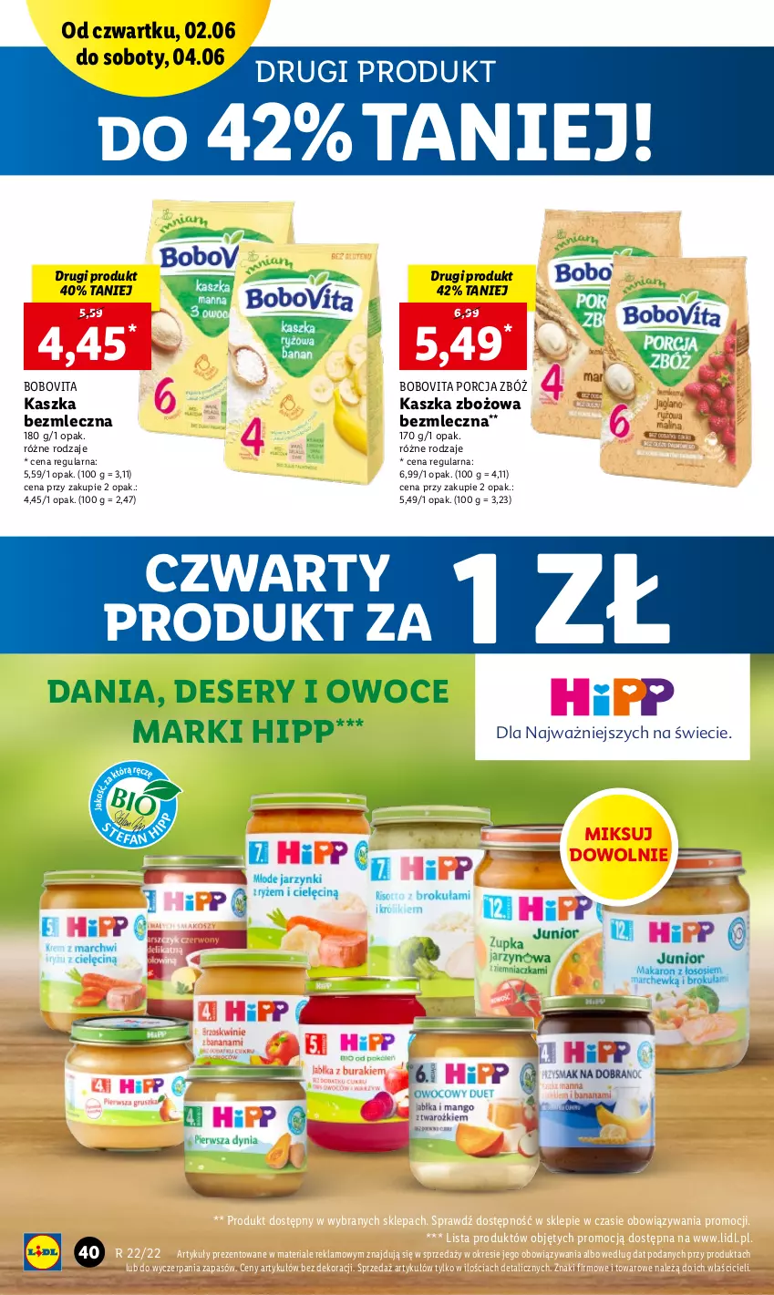 Gazetka promocyjna Lidl - GAZETKA - ważna 02.06 do 04.06.2022 - strona 40 - produkty: BoboVita, Deser, HiPP, Owoce, Por, Ser