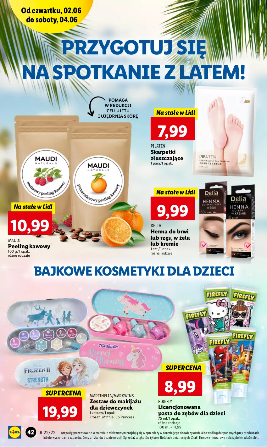 Gazetka promocyjna Lidl - GAZETKA - ważna 02.06 do 04.06.2022 - strona 42 - produkty: Dzieci, Frozen, Karp, Kosmetyki dla dzieci, Makijaż, Minnie, Pasta do zębów, Peeling, Skarpetki