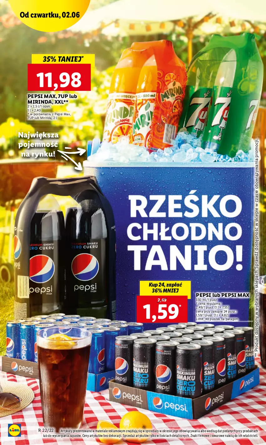 Gazetka promocyjna Lidl - GAZETKA - ważna 02.06 do 04.06.2022 - strona 50 - produkty: 7up, Mirinda, Olej, Pepsi, Pepsi max, Por