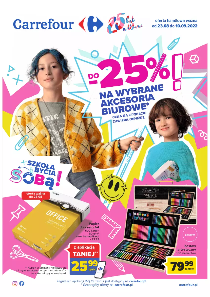 Gazetka promocyjna Carrefour - Gazetka Szkoła bycia sobą część 2 - ważna 23.08 do 10.09.2022 - strona 1 - produkty: Biuro, Papier, Papier do ksero, Ser