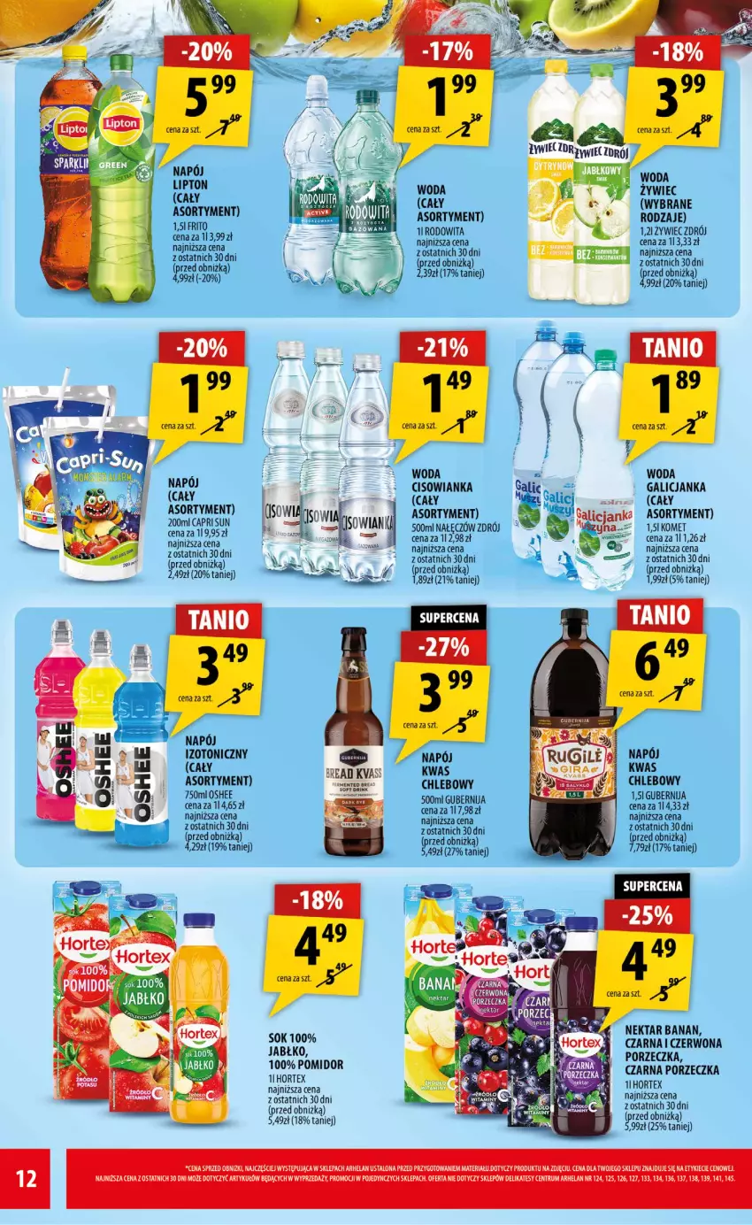 Gazetka promocyjna Arhelan - Gazetka - ważna 17.07 do 26.07.2026 - strona 12 - produkty: Cisowianka, Fa, Lipton, Napój, Nektar, Por, Rum, Woda