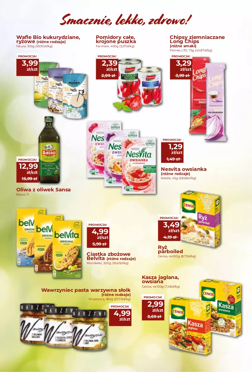 Gazetka promocyjna Społem - Oferta handlowa - ważna 14.01 do 27.01.2021 - strona 5 - produkty: BelVita, Cenos, Chipsy, Ciastka, Fa, Kasza, Kasza jaglana, LANA, Oliwa z oliwek, Owsianka, Pasta warzywna, Pomidory, Ryż, Ryż parboiled, Wafle