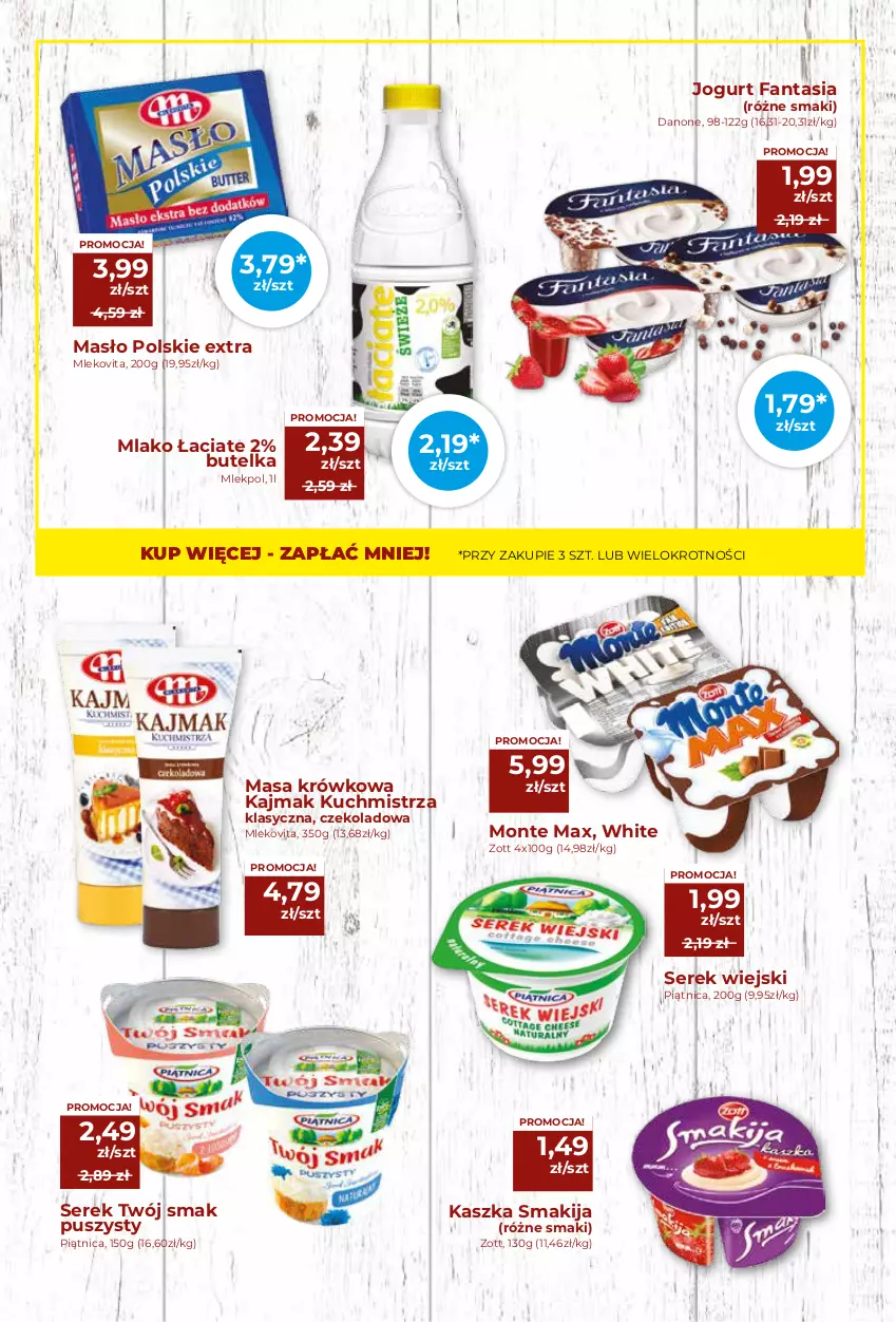 Gazetka promocyjna Społem - Oferta handlowa - ważna 14.01 do 27.01.2021 - strona 6 - produkty: Danone, Fa, Fanta, Jogurt, Masa krówkowa, Masło, Mleko, Mlekovita, Monte, Piątnica, Ser, Serek, Serek wiejski, Smakija, Twój Smak, Zott