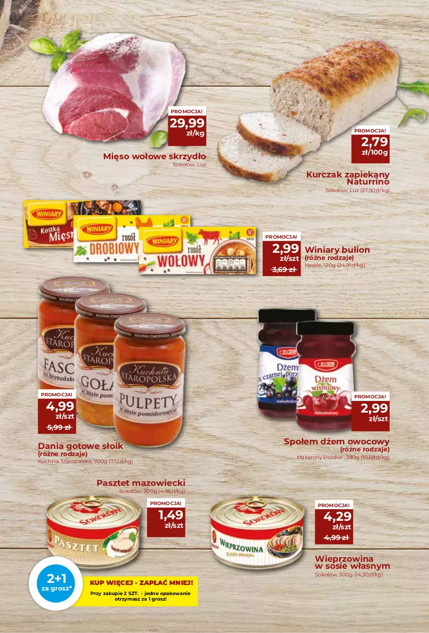 Gazetka promocyjna Społem - Oferta handlowa - ważna 14.01 do 27.01.2021 - strona 8 - produkty: Bulion, Dania gotowe, Dżem, Kuchnia, Kuchnia Staropolska, Kurczak, Lion, Makaron, Mięso, Mięso wołowe, Pasztet, Sok, Sokołów, Sos, Wieprzowina, Winiary