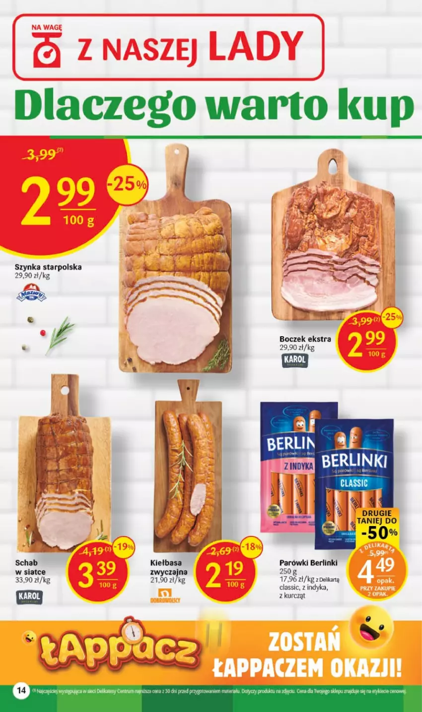 Gazetka promocyjna Delikatesy Centrum - Gazetka DC37 - ważna 21.09 do 27.09.2023 - strona 14 - produkty: Berlinki, Boczek, Kiełbasa, Parówki, Rum, Szynka