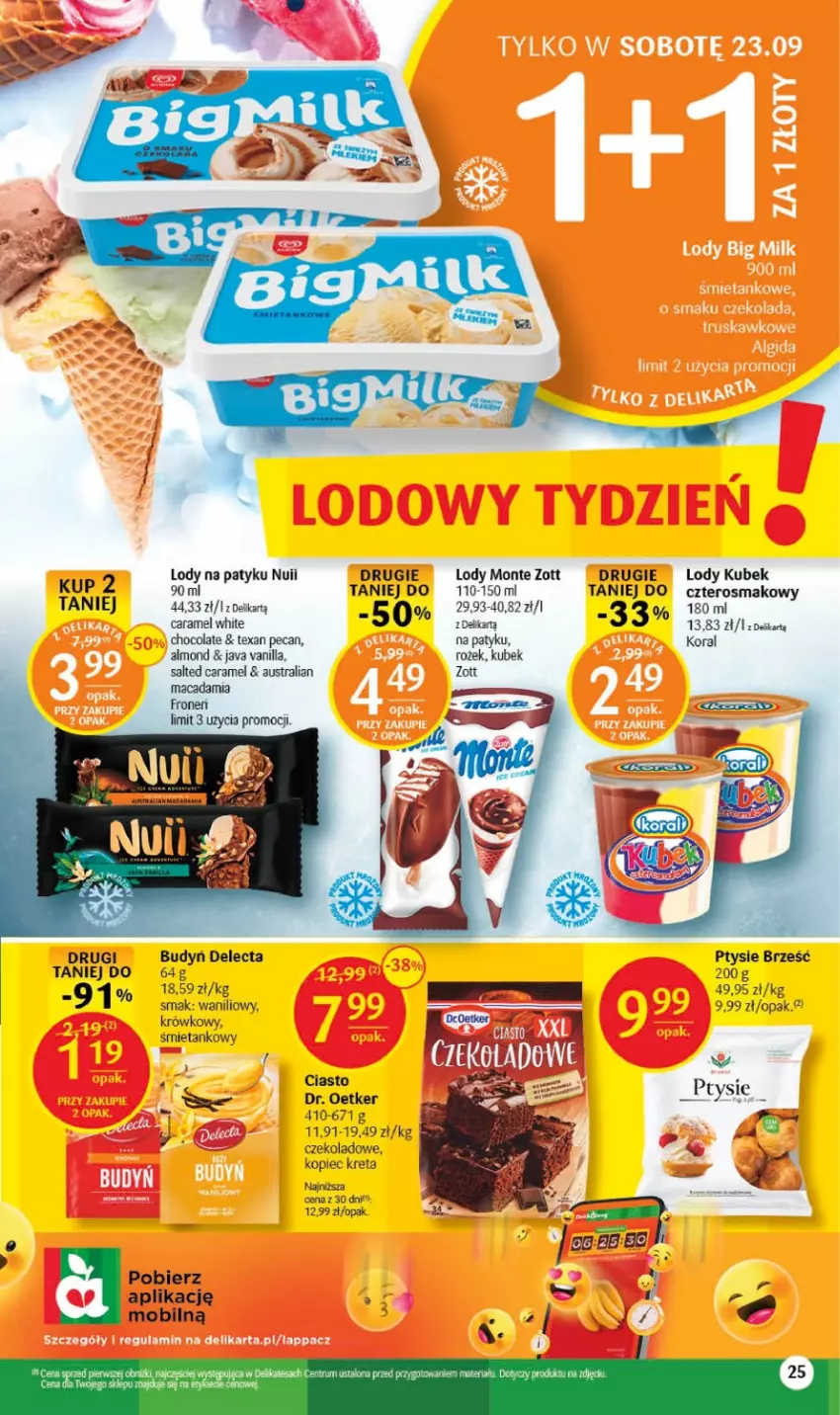 Gazetka promocyjna Delikatesy Centrum - Gazetka DC37 - ważna 21.09 do 27.09.2023 - strona 25 - produkty: Budyń, Delecta, Dr. Oetker, Kopiec Kreta, Kret, Kubek, Lody, Mobil, Monte, Piec, Rum, Zott