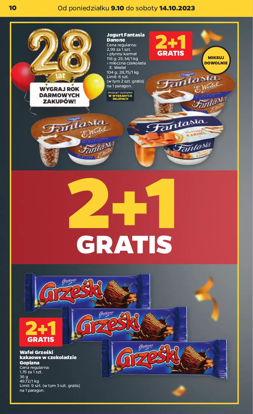 Gazetka promocyjna Netto - Artykuły spożywcze - ważna 09.10 do 14.10.2023 - strona 10 - produkty: Czekolada, Danone, E. Wedel, Fa, Fanta, Goplana, Gra, Grześki, Jogurt, Kakao, LANA