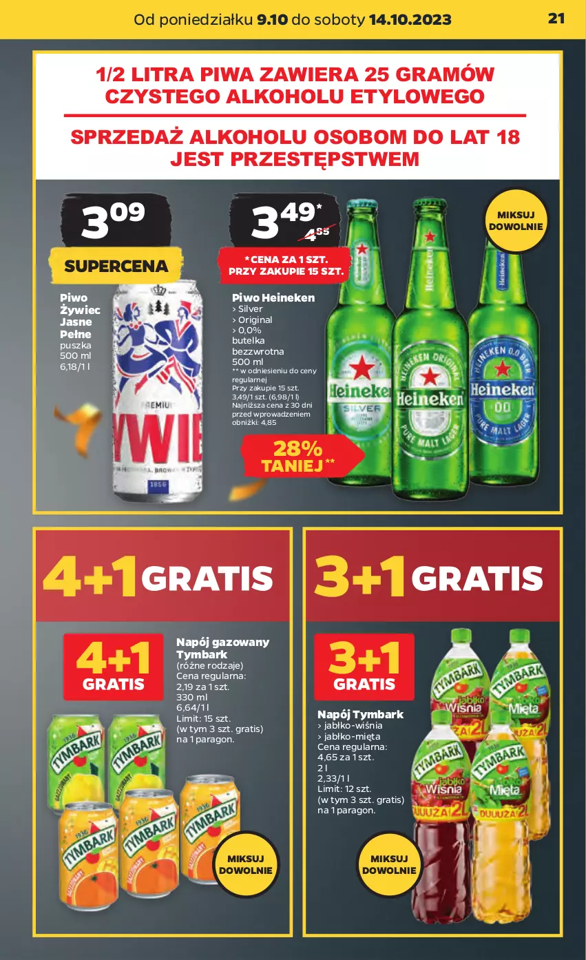 Gazetka promocyjna Netto - Artykuły spożywcze - ważna 09.10 do 14.10.2023 - strona 21 - produkty: Gin, Gra, Heineken, Mięta, Napój, Napój gazowany, Piwa, Piwo, Tymbark