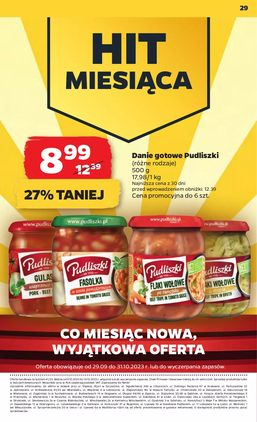 Gazetka promocyjna Netto - Artykuły spożywcze - ważna 09.10 do 14.10.2023 - strona 29 - produkty: Danie gotowe, Fa, Kujawski, Podlaski, Pudliszki, Sok, Stock, Top