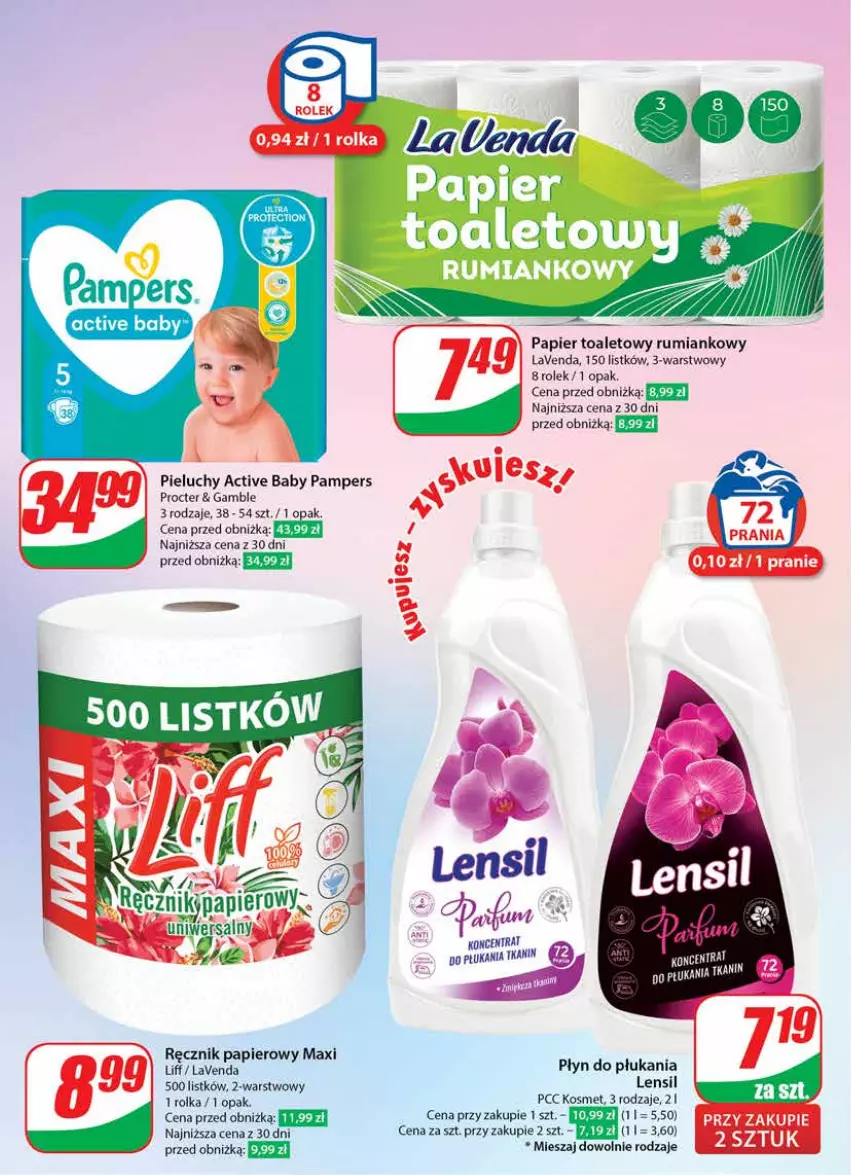 Gazetka promocyjna Dino - Gazetka 29 / 2024 - ważna 17.07 do 23.07.2024 - strona 66 - produkty: Pampers, Papier, Papier toaletowy, Pieluchy, Płyn do płukania, Ręcznik, Rum, Tran